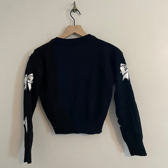 NWT Poof NY Bow Cropped Long Sleeve Crew Neck Sweater, XS - Picture 2 of 5